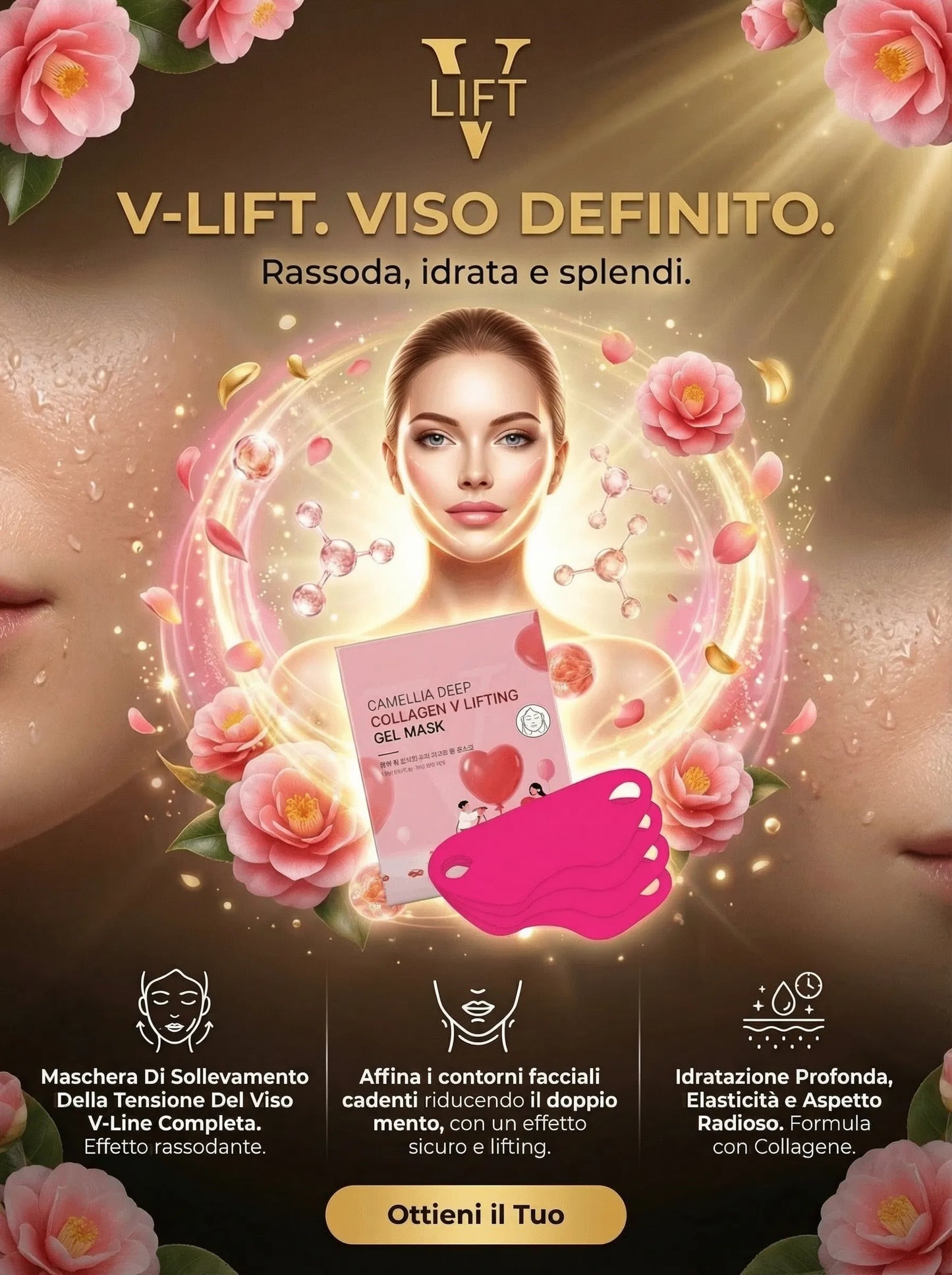 V-Lift™ – Maschera Facciale Rassodante a V con Collagene