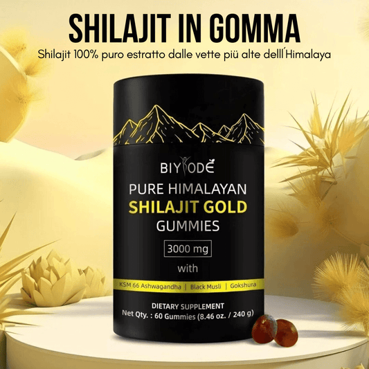 Caramelle Gommose di Shilajit 100% Puro dell'Himalaya (Confezione da 60 Gommose)