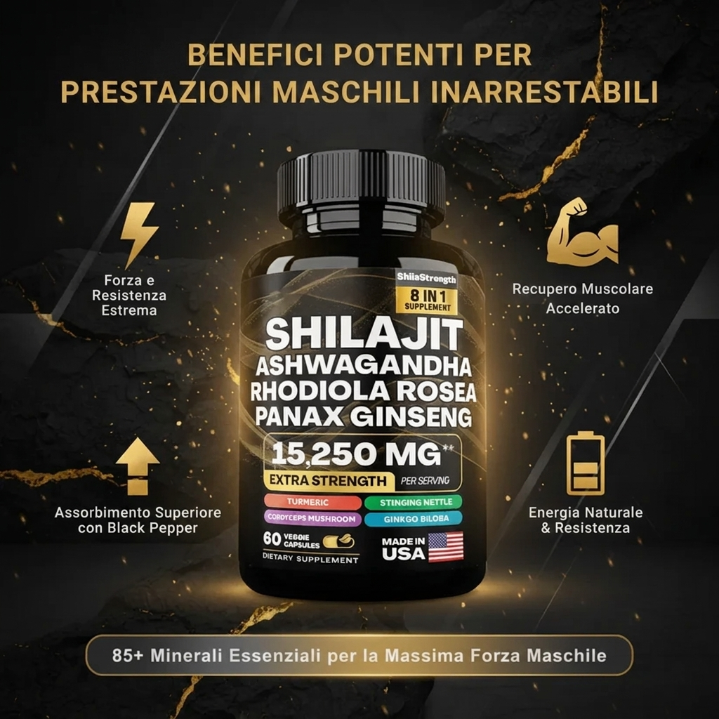 Capsule di Shilajit 100% Puro dell’Himalaya con 92 Minerali (60 capsule)