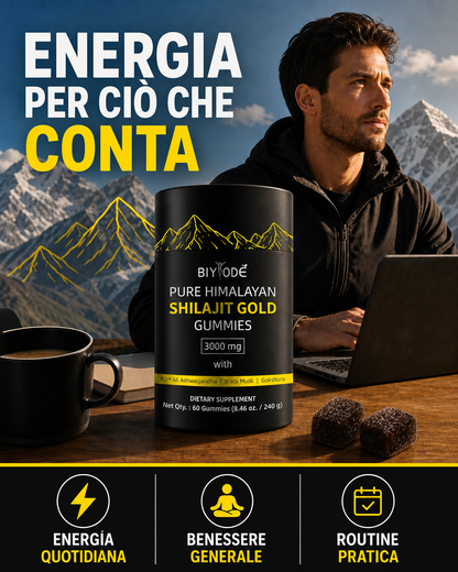 Caramelle Gommose di Shilajit 100% Puro dell'Himalaya (Confezione da 60 Gommose)