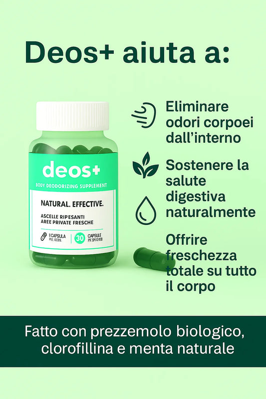 Deos+™ – Deodorante Interno ad Azione Totale per una Freschezza Completa dalla Testa ai Piedi