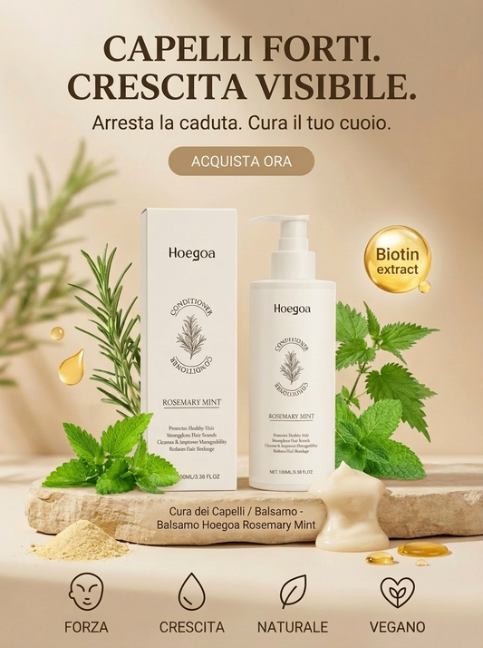 Balsamo per Capelli Spessi e Voluminosi con Rosmarino, Cheratina, Ortica e Biotina (100ml)